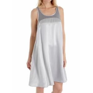 Pj Harlow Women’s Size M Lindsay Satin And Rib Nightgown Clay Gray A-Line
